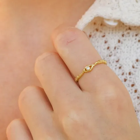 Nava Osiris justerbar ring i forgyldt sølv hvid zirkon