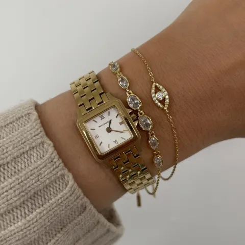 Nava Akhen armbånd i forgyldt sølv hvid zirkon