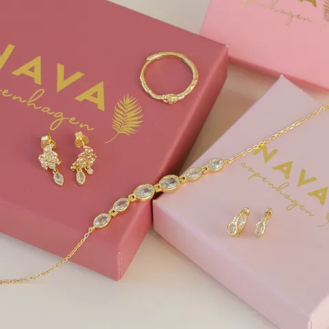 Nava Akhen armbånd i forgyldt sølv hvid zirkon
