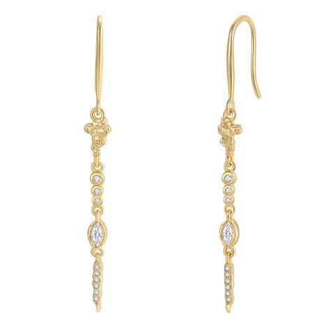 Nava Seth øreringe i forgyldt sølv hvid zirkon