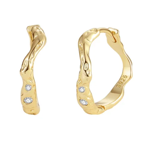 Nava Saba creoler i forgyldt sølv hvid zirkon