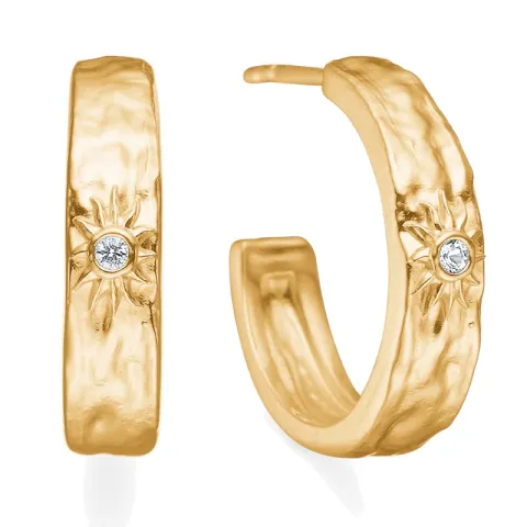 Studio Z Marena halvcreoler i forgyldt sølv hvid zirkon