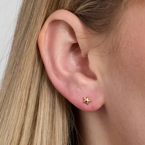 Studio Z Shiny Star øreringe i forgyldt sølv