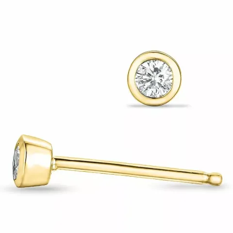 diamant solitaireørestikker i 14 karat guld med diamant