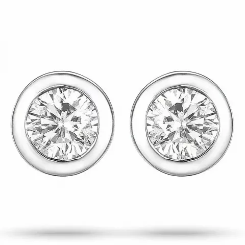 2 x 0,05 ct diamant solitaireørestikker i 14 karat hvidguld med diamant 