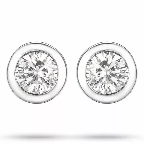 2 x 0,05 ct diamant solitaireørestikker i 14 karat hvidguld med diamant
