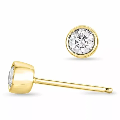 2 x 0,10 ct solitaireørestikker i 14 karat guld med diamant