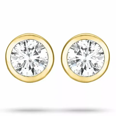 2 x 0,10 ct solitaireørestikker i 14 karat guld med diamant