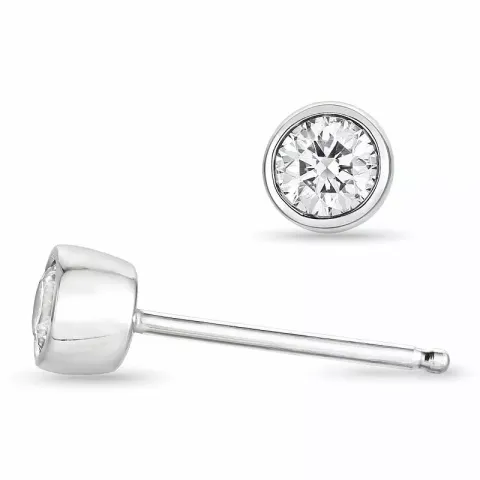 2 x 0,10 ct hvidguld solitaireørestikker i 14 karat hvidguld med diamant