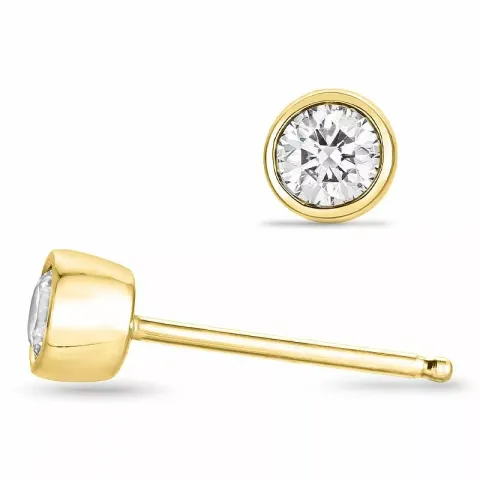 diamant solitaireørestikker i 14 karat guld med diamant
