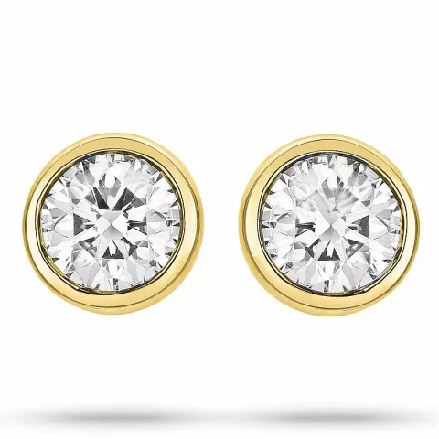 diamant solitaireørestikker i 14 karat guld med diamant
