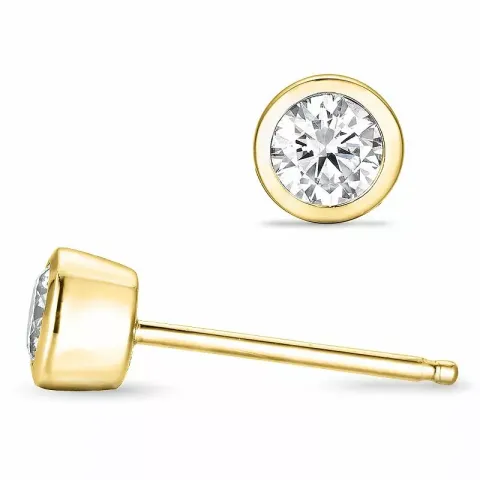 2 x 0,20 ct guld solitaireørestikker i 14 karat guld med diamant