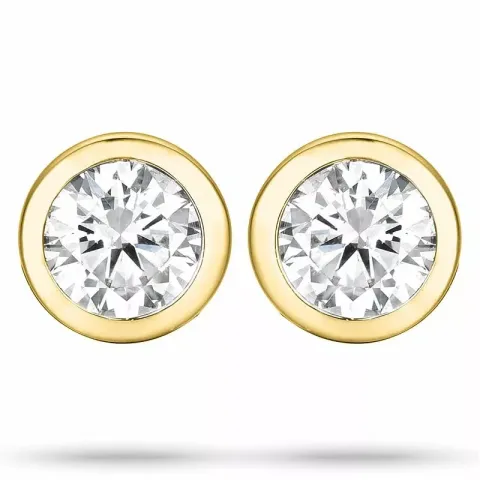 2 x 0,20 ct guld solitaireørestikker i 14 karat guld med diamant
