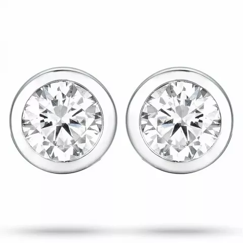 2 x 0,20 ct hvidguld solitaireørestikker i 14 karat hvidguld med diamant 