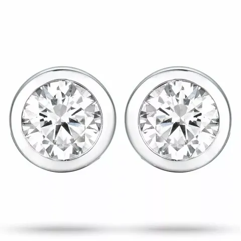 2 x 0,20 ct hvidguld solitaireørestikker i 14 karat hvidguld med diamant
