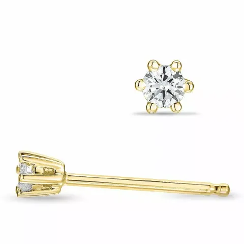 2 x 0,05 ct diamant guld solitaireørestikker i 14 karat guld med diamant