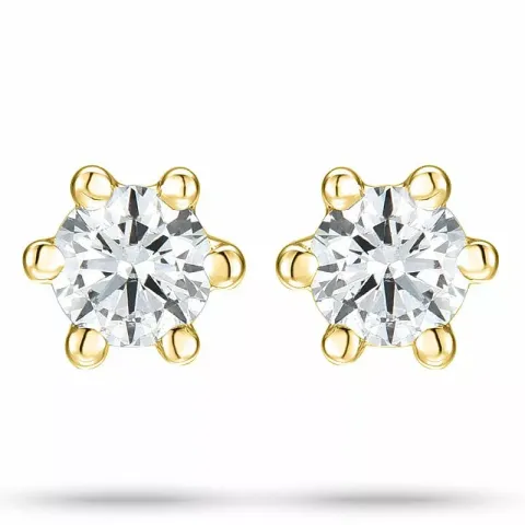 2 x 0,05 ct diamant guld solitaireørestikker i 14 karat guld med diamant