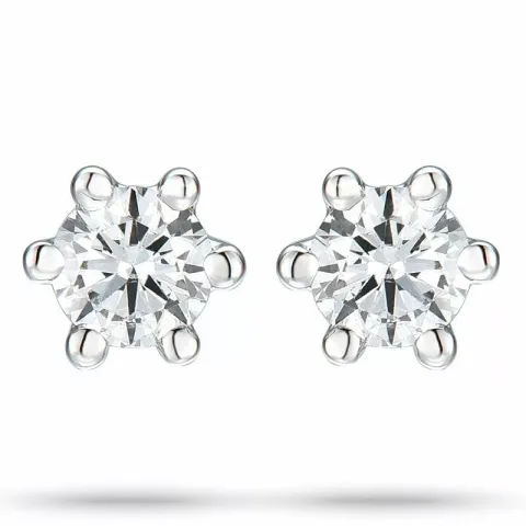 Diamant solitaireørestikker i 14 karat hvidguld med diamant