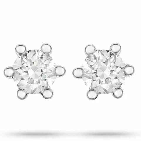 2 x 0,10 ct diamant solitaireørestikker i 14 karat hvidguld med diamant 