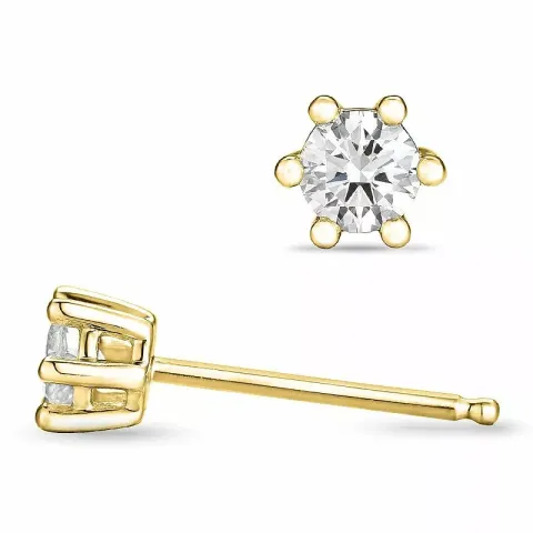 2 x 0,15 ct solitaireørestikker i 14 karat guld med diamant