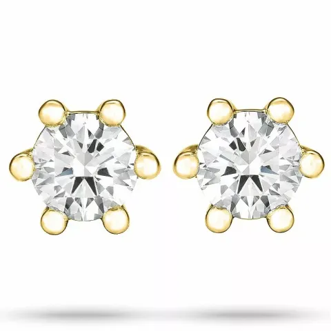 2 x 0,15 ct solitaireørestikker i 14 karat guld med diamant