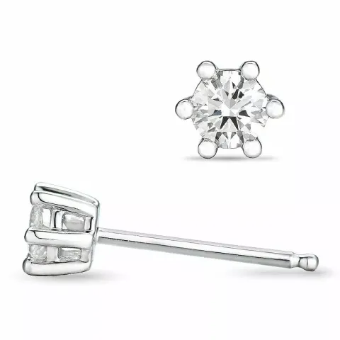 diamant solitaireørestikker i 14 karat hvidguld med diamant