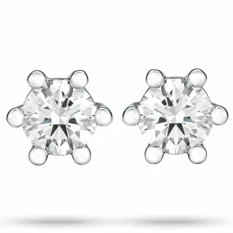 diamant solitaireørestikker i 14 karat hvidguld med diamant