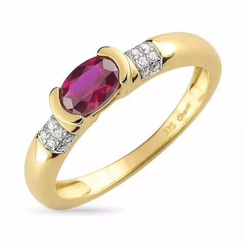 rød ring i 9 karat guld med rhodium