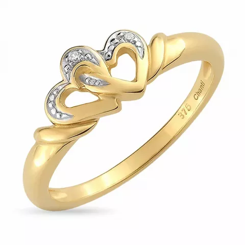 hjerte zirkon ring i 9 karat guld med rhodium
