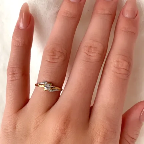 Kollektionsprøve zirkon ring i 9 karat guld med 9 karat hvidguld
