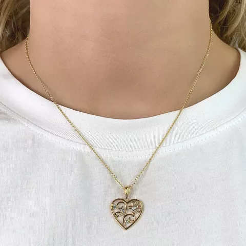 hjerte vedhæng i 9 karat guld med rhodium