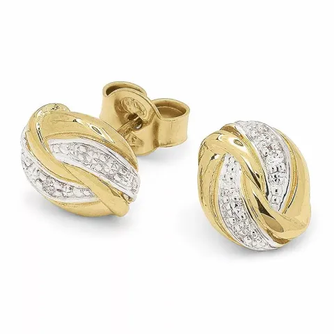 ovale zirkon guldøreringe i 9 karat guld med rhodium med