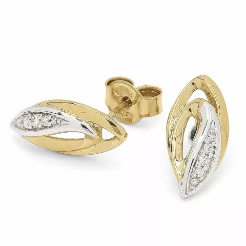 Yndige zirkon guldøreringe i 9 karat guld med rhodium med zirkoner