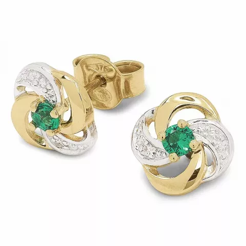 firkantet grønne øreringe i 9 karat guld med rhodium med 
