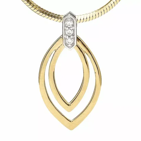 zirkon vedhæng i 9 karat guld med rhodium