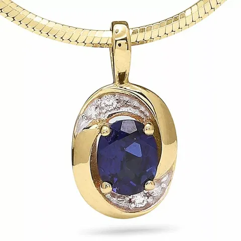 ovalt vedhæng i 9 karat guld med rhodium
