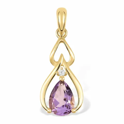 lilla ametyst vedhæng i 9 karat guld