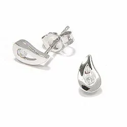 Små dråbe ørestikker i 9 karat hvidguld med zirkoner