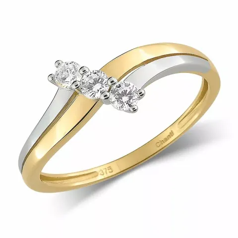 Glat hvid zirkon ring i 9 karat guld med rhodium