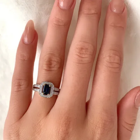 Kollektionsprøve blå guld ring i 9 karat guld med rhodium