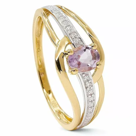 lilla ametyst ring i 9 karat guld med rhodium