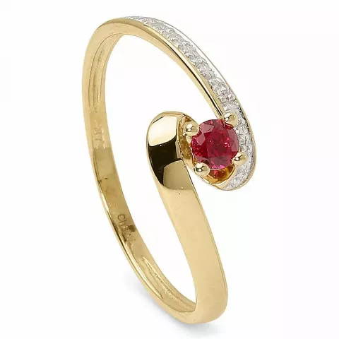 Elegant rød ring i 9 karat guld med rhodium