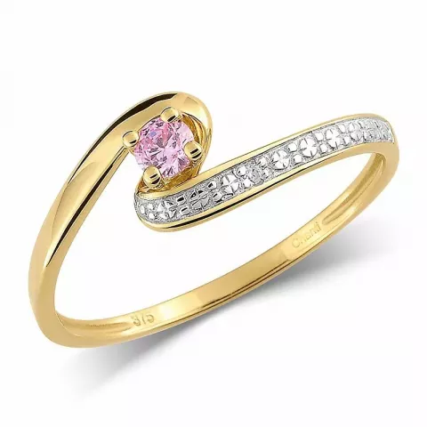 lyserød zirkon ring i 9 karat guld med rhodium