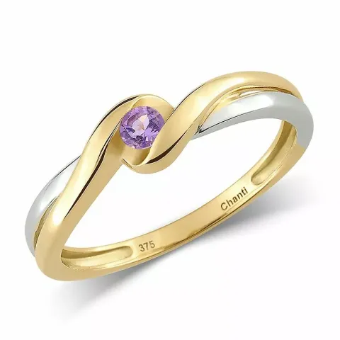 lilla ametyst ring i 9 karat guld med rhodium