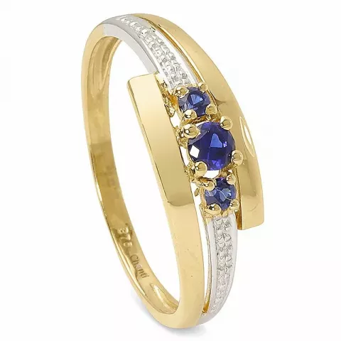 Elegant blå ring i 9 karat guld med rhodium