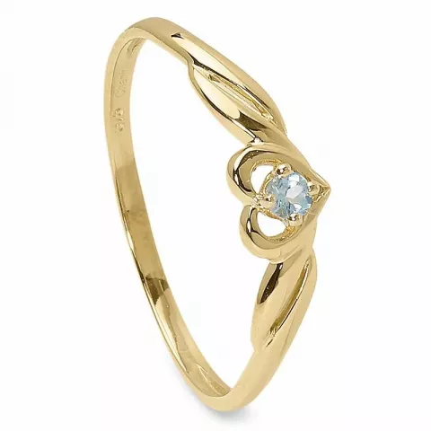 Elegant hjerte blå topas ring i 9 karat guld