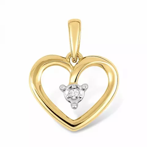 hjerte diamant vedhæng i 9 karat guld med rhodium 0,016 ct