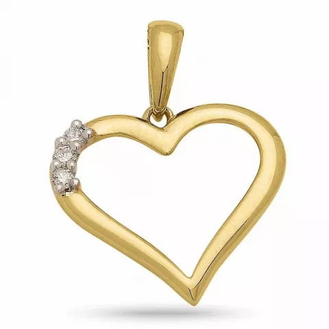 Trendy hjerte diamant vedhæng i 9 karat guld med rhodium 0,074 ct