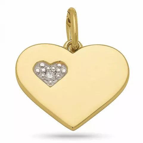 Hjerte diamant vedhæng i 9 karat guld med rhodium 0,020 ct