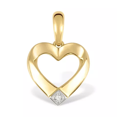 Elegant hjerte diamant vedhæng i 9 karat guld med rhodium 0,010 ct